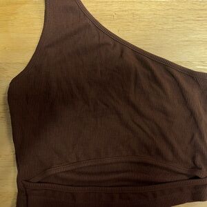 SHEIN Chocolate Ribbed Asymmetrical Tank Top
